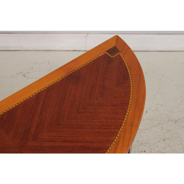 Decorative Crafts Walnut Inlaid Demi Lune Commode Cabinet For Sale - Image 9 of 18
