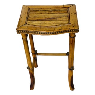 1950s Vintage Bamboo Side Table Safari Coastal For Sale
