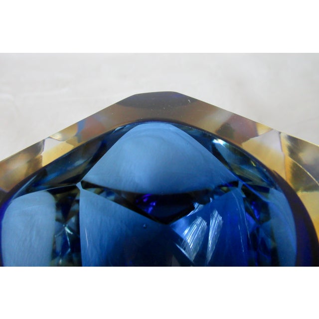 C.1970s Italian Alessandro Mandruzzato, Hand Blown Faceted Murano Cobalt, Amber & Clear For Sale - Image 11 of 18