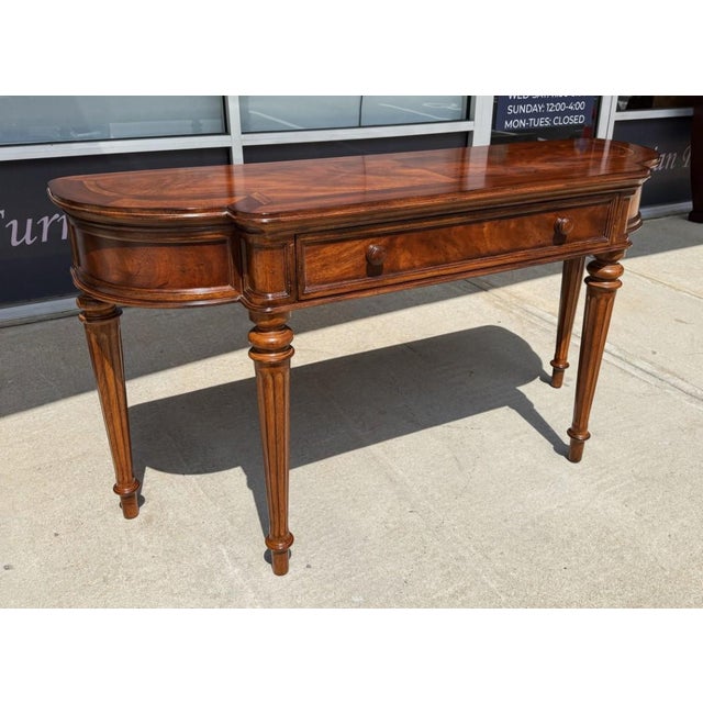 Traditional Banded Top Foyer Table With One Drawer and Fluted Legs For Sale - Image 3 of 11