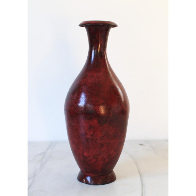 Mid 20th Century Vintage Oxblood Red Asian Style Vase For Sale - Image 5 of 10