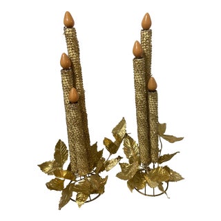 Vintage Mid 20th Century Candlestick Lights - a Pair For Sale