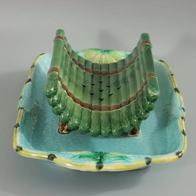 Victorian Antique Joseph Holdcroft Majolica Asparagus Server For Sale - Image 3 of 13