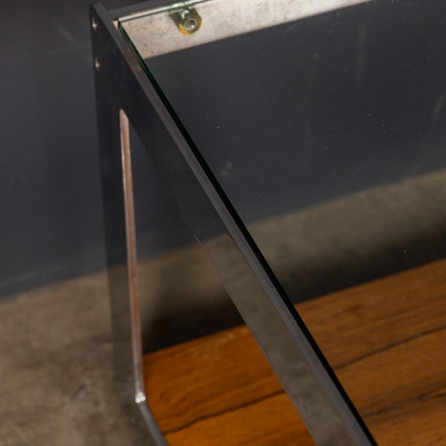 Vintage English Chrome, Glass and Wood End Table from Merrow Associates, 1960s For Sale - Image 12 of 15