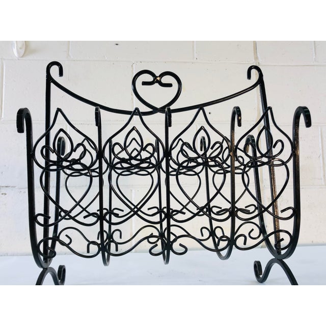 1960s Vintage Black Iron Magazine Rack For Sale - Image 5 of 8