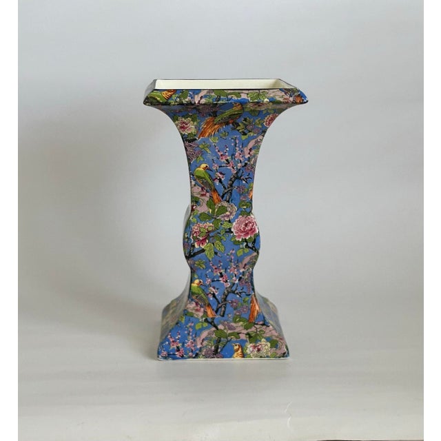 Crown Ducal Antique Crown Ducal Blue Chintz Vase, Made in England For Sale - Image 4 of 12