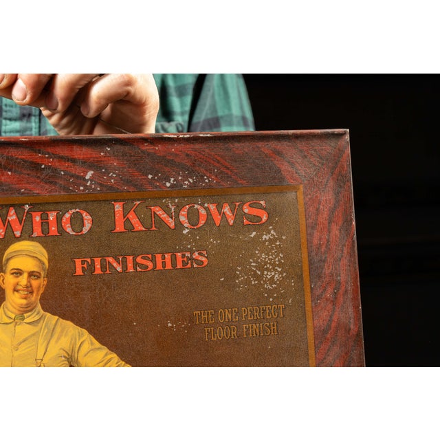 Early 20th Century Standard Varnish Works Woodworker Tin Advertising Sign For Sale - Image 4 of 8
