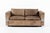 This vintage mid century German modern brown leather two-seat loveseat sofa in the style of Robert Haussmann for Hans...