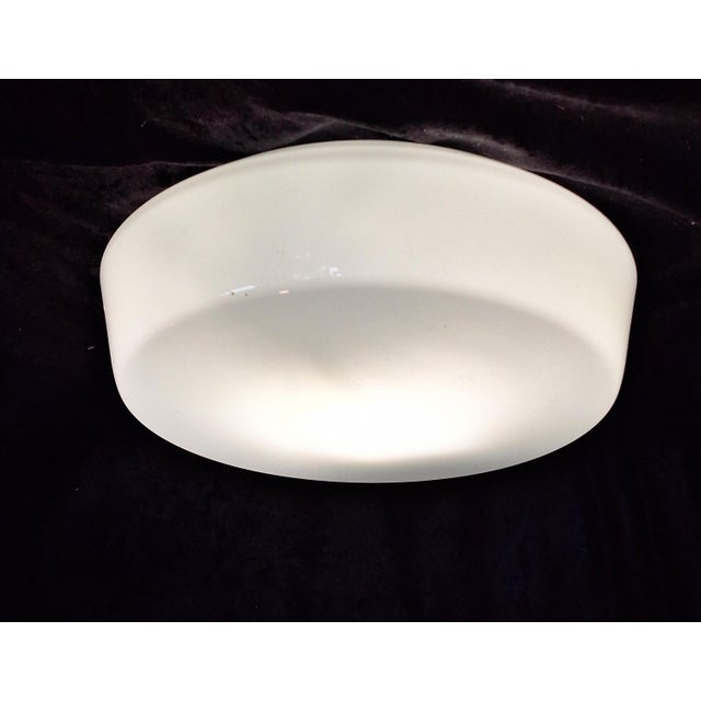 1990s Vintage Minimalist Ceiling Lamp with Opaque White Glass Shade on a Concealed Metal Mount by Robert Zimmermann, 1990s For Sale - Image 5 of 8