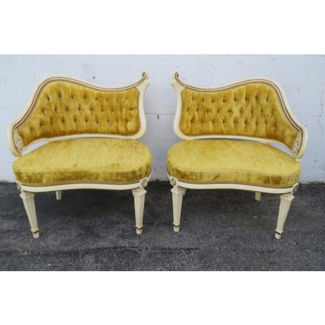 French Carved Asymmetrical Ladies Parlor Side Chairs a Pair 6287 For Sale - Image 16 of 18