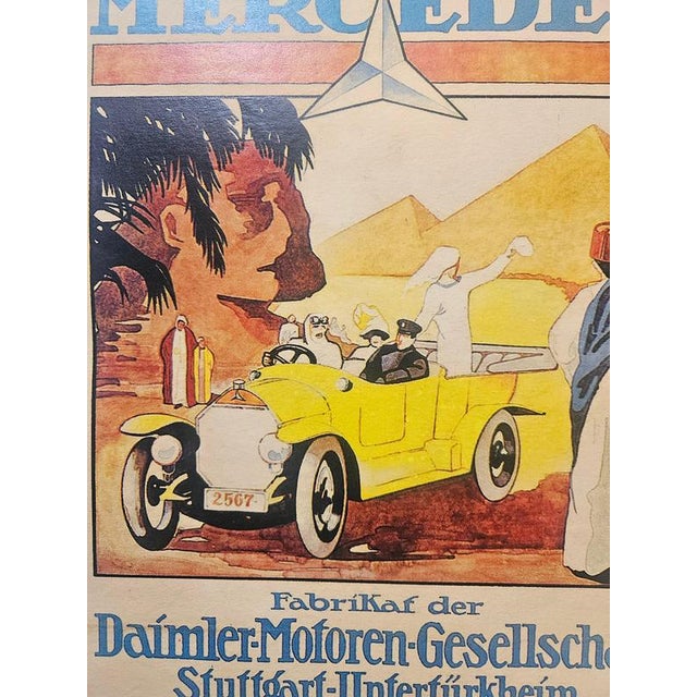 Vintage Art Deco Mercedes Benz Automobile Advertising Poster, 1930 For Sale - Image 4 of 8