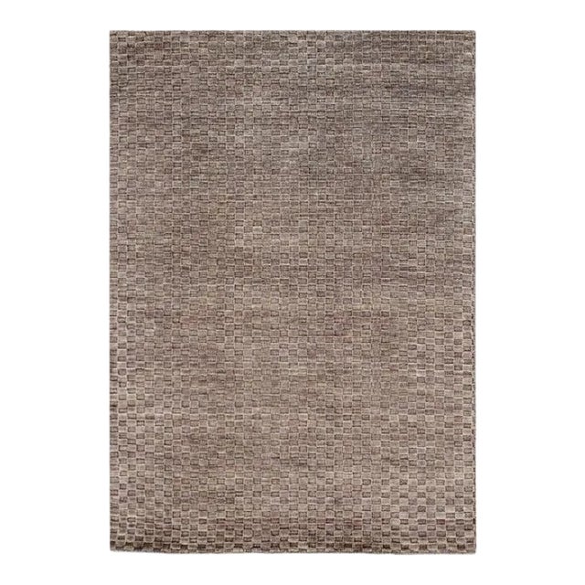 Gray Color Fine Hand Knotted Modern Rug For Sale
