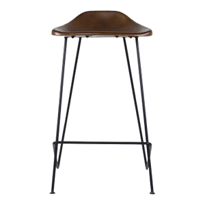 Matthew Izzo Home Tackshop Leather Seat and Iron Base Counter Stool