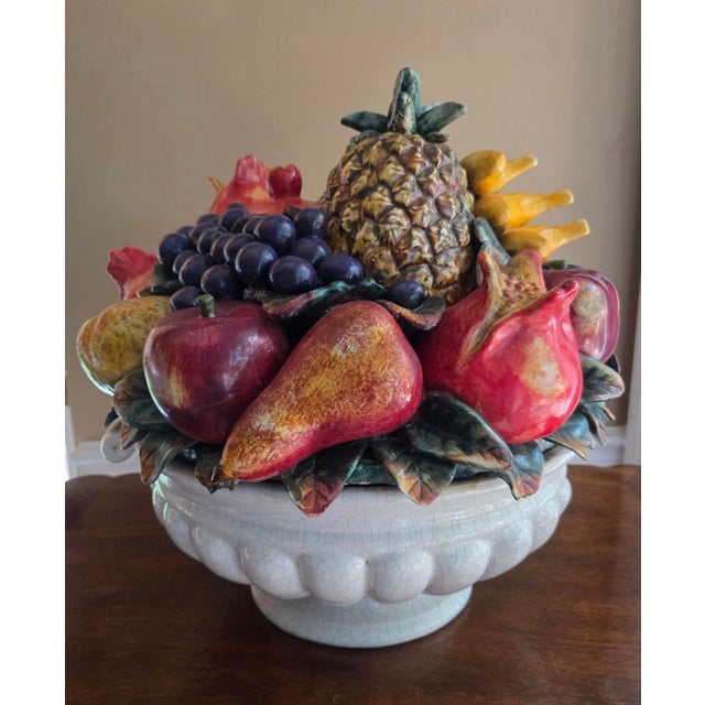 Add a vibrant splash of Mediterranean charm to your home decor with this gorgeous vintage Majolica-style ceramic fruit...