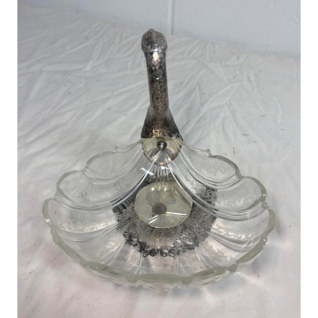 Antique 1800's Georg Roth & Co. Hanau German Sterling Silver Cut Glass Swan Bowl For Sale - Image 15 of 16