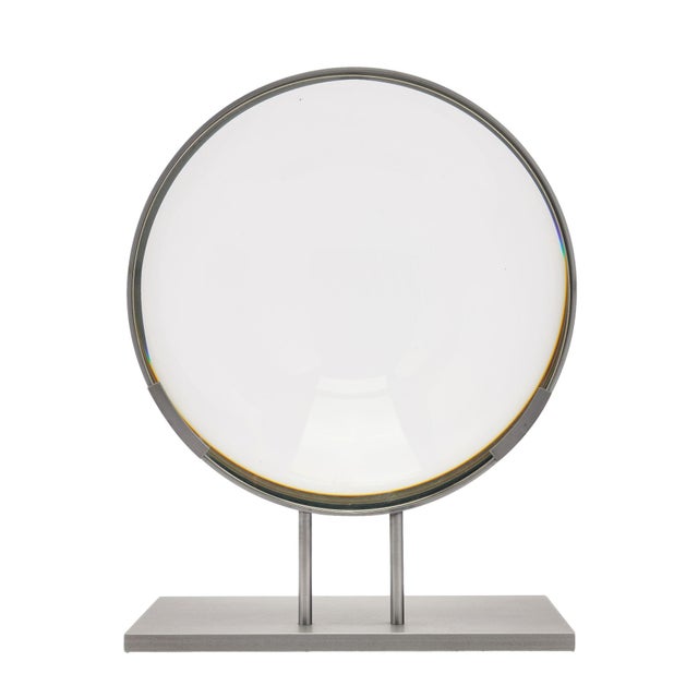 Mid 20th Century Ground & Polished Convex Glass Lens Mounted on a Custom Stand For Sale - Image 5 of 8