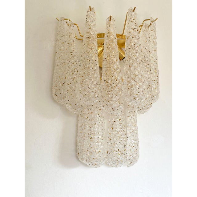 Murano Contemporary Modern “Conchiglie” Murano Glass Gold Wall Sconce-Set of Two For Sale - Image 4 of 8