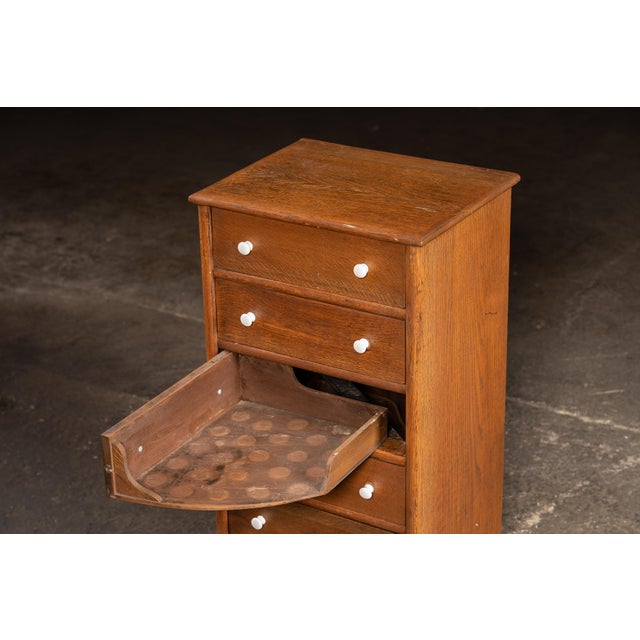 Vintage Oak Six-Drawer Swing-Out Cabinet For Sale - Image 9 of 10