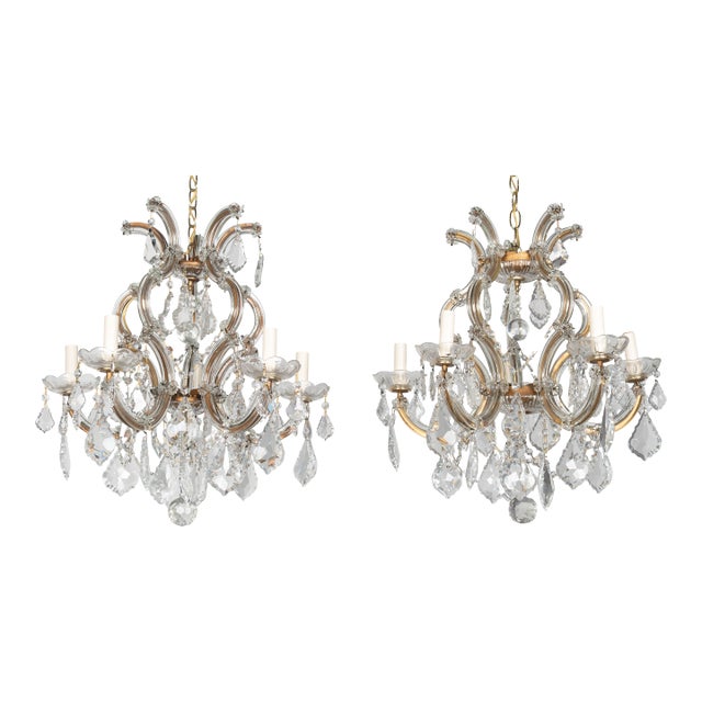 Mid 20th Century Maria Theresa Crystal Chandelier Pair For Sale