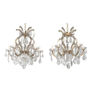 Mid 20th Century Maria Theresa Crystal Chandelier Pair