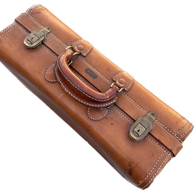 1950s 1950s Hartmann Knocabout Vintage Suitcase Brown Leather For Sale - Image 5 of 9