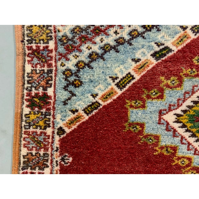 Textile Moroccan Berber Tazenakht Rug in Red & Blue For Sale - Image 7 of 10