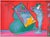 Pop Art 1988 Lady on Red With Floating Vase Serigraph Peter Max For Sale - Image 3 of 7