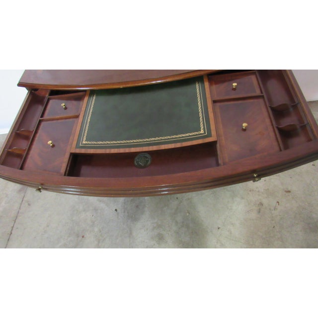 Brown 1980s White Bowfront Chest Mahogany Banded Amazing Server Silver Chest For Sale - Image 8 of 11