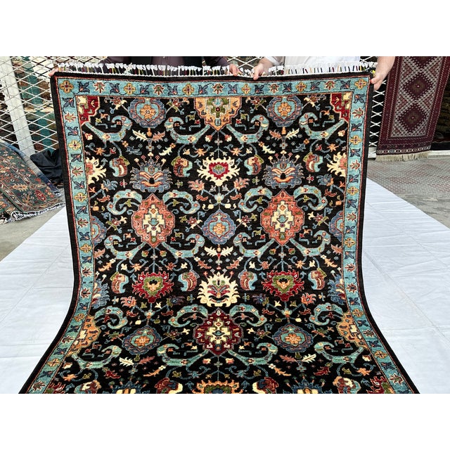 Black Black Persian Malayer Medallion Hand-Knotted Wool Rug - 4'10" X 6'6" For Sale - Image 8 of 13