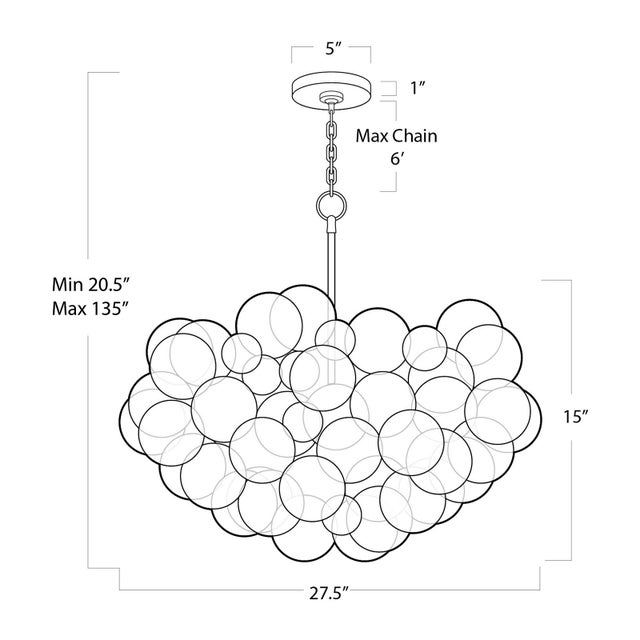 Bubbles Chandelier, Brushed Nickel with Amber Glass For Sale In Detroit - Image 6 of 7