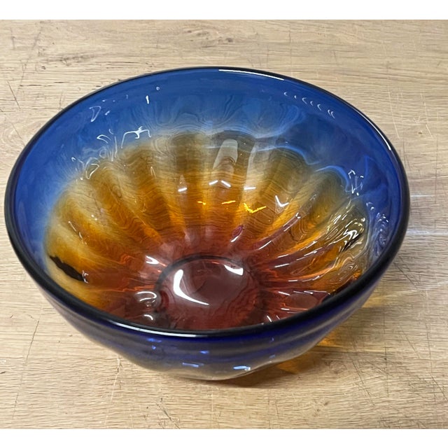 Beautiful Murano Glass Bowl, mid century. Measures 9” wide x 5 “ tall. Original label on bottom: “ Made in Italy, Murano,...