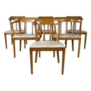 Set of Six Tomlinson Mid-Century Modern Walnut Dining Chairs, Circa 1960s For Sale