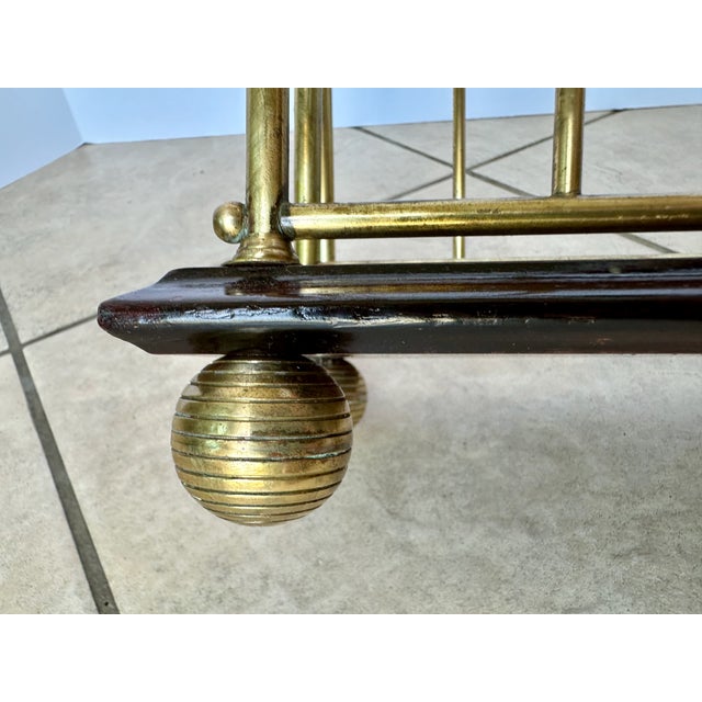 English Victorian Brass Wood Newspaper Magazine Rack For Sale - Image 14 of 18
