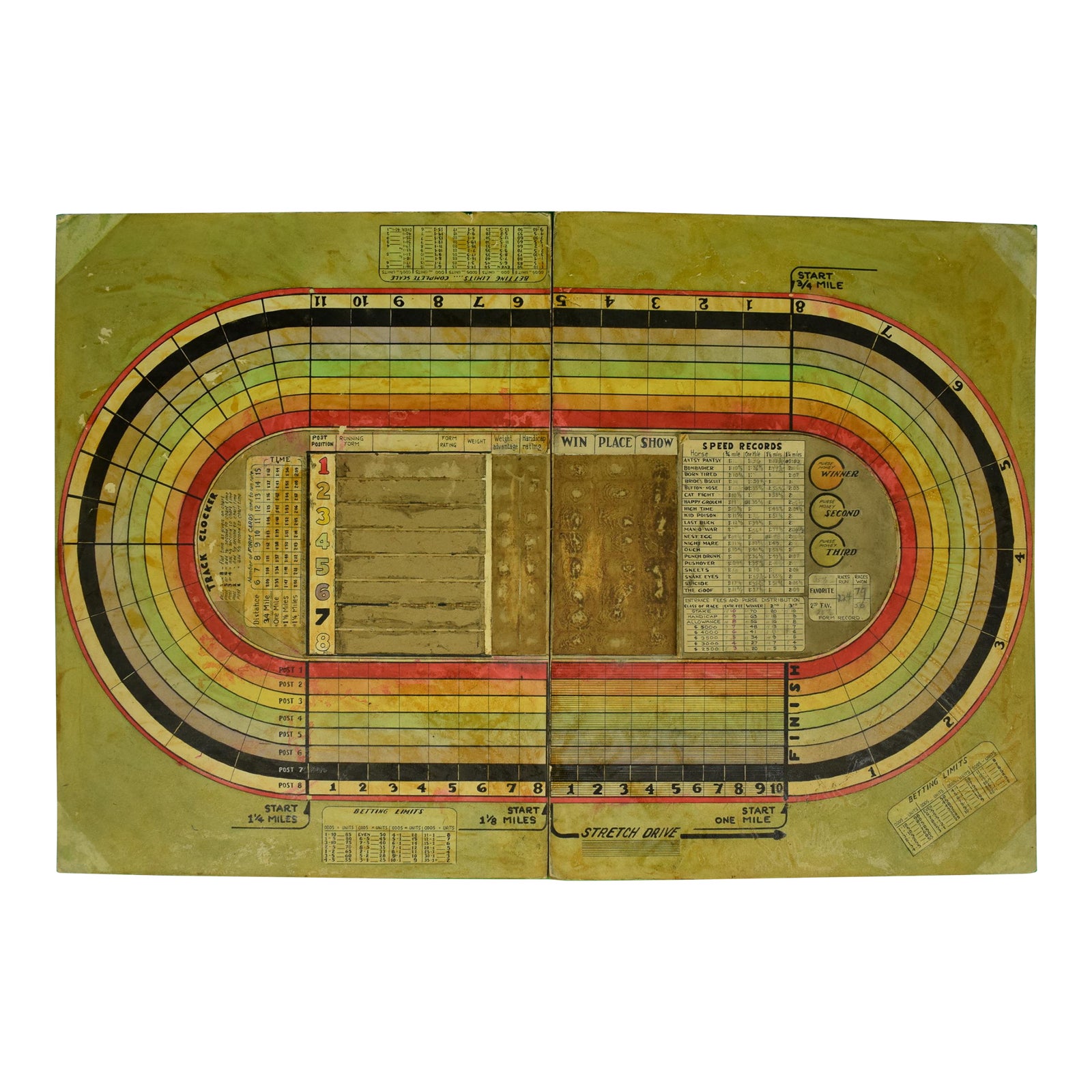Horse Race Track Original Hand-Painted C1930s Board Game | Chairish