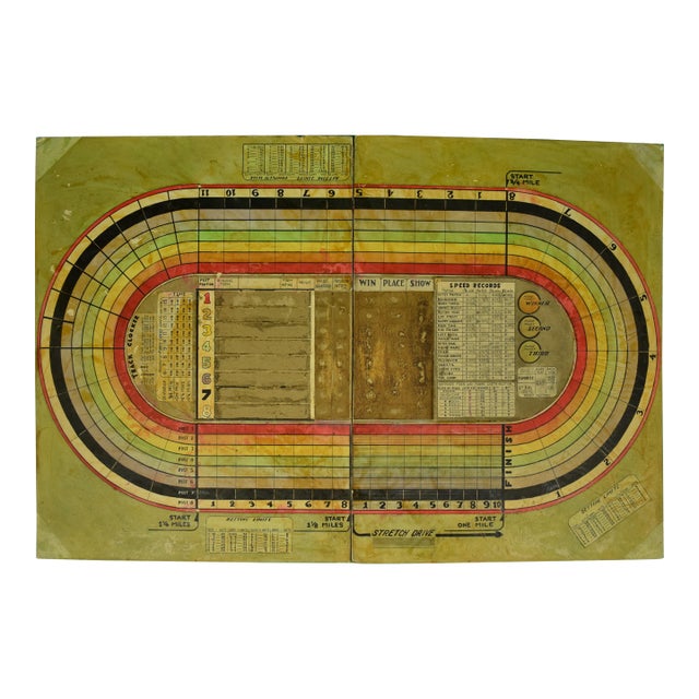 Horse Race Track Original Hand-Painted C1930s Board Game For Sale