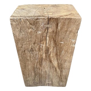 Andrianna Shamaris Sculptural Teak Wood Side Table or Pedestal For Sale