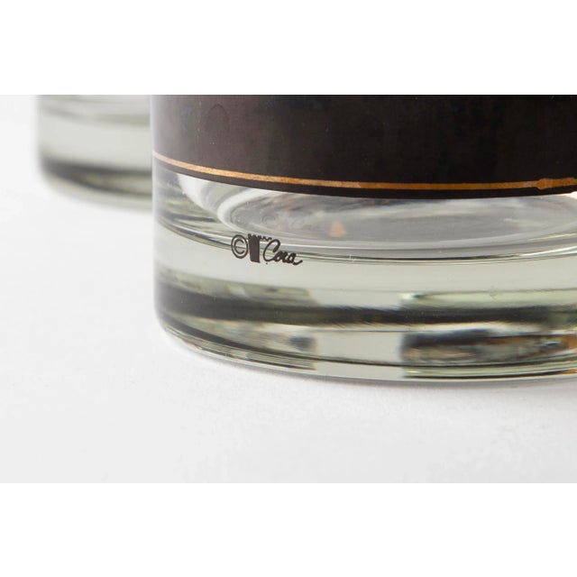 Mid-Century Modern Vintage Set of Cera Lowball Glasses With Gold Shou Symbol For Sale - Image 3 of 11