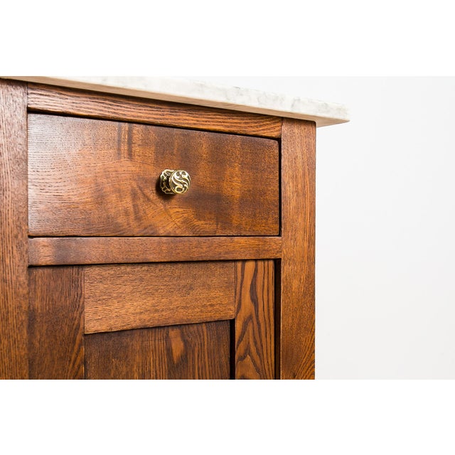 Art Nouveau German Ash Bedside Cabinets with Marble Tops, 1910, Set of 2 For Sale - Image 14 of 17