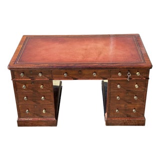 19th Century Mahogany Partners Desk Stamped by Holland & Sons, 1840s For Sale