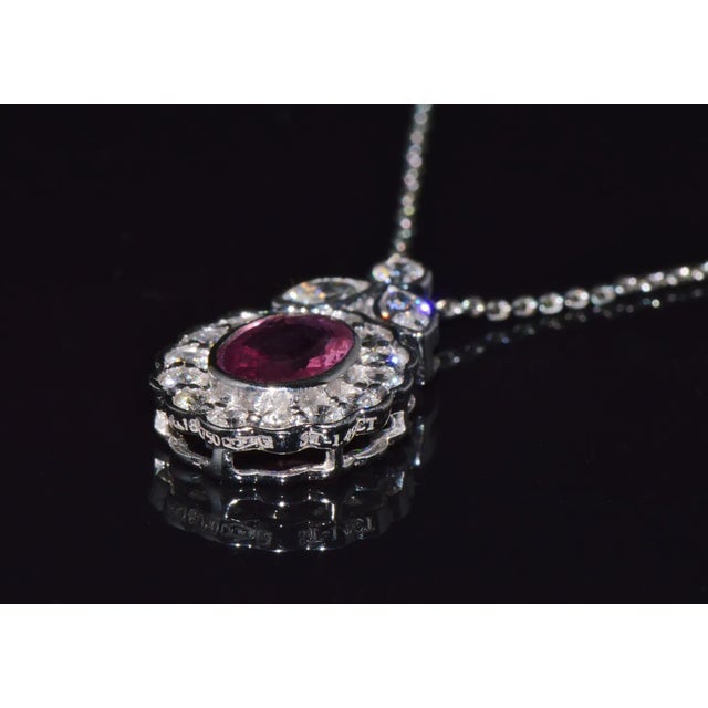 Early 21st Century GIA Certified Natural 2.35CTS VS F Diamond Pink Sapphire 18K Solid Gold Platinum Chain Necklace For Sale - Image 5 of 10