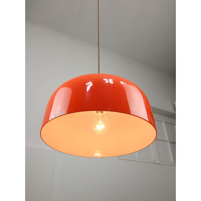 Plastic Space Age Orange Pendant Lamp from Guzzini, 1960s For Sale - Image 7 of 15