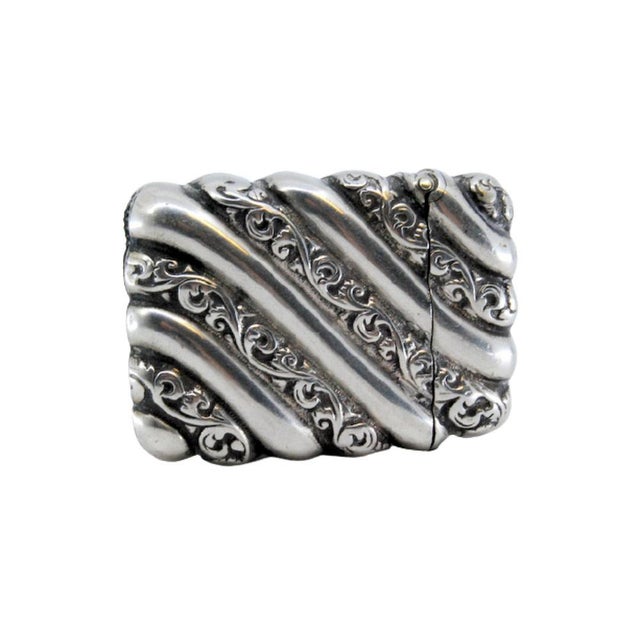 Matchbox in Fluted Silver with Raised Plant Motifs For Sale - Image 10 of 10