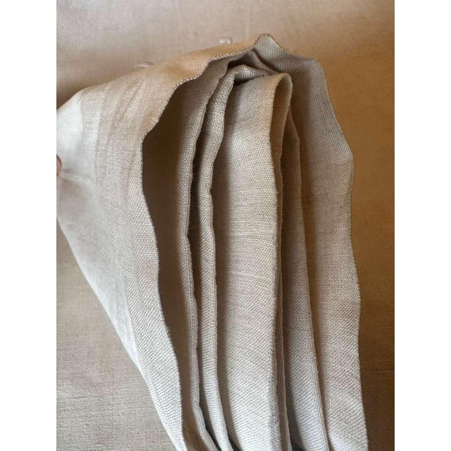 Early 21st Century Antique French Linen Sheet Ls Monogram Thick Oat Linen Trousseau Sheet Rustic Flax Bed Linen Circa 1920 For Sale - Image 5 of 10