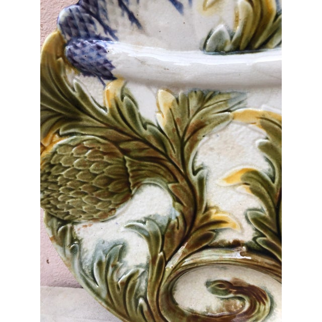 French Country French Majolica Asparagus Plate Orchies, Circa 1890 For Sale - Image 3 of 9