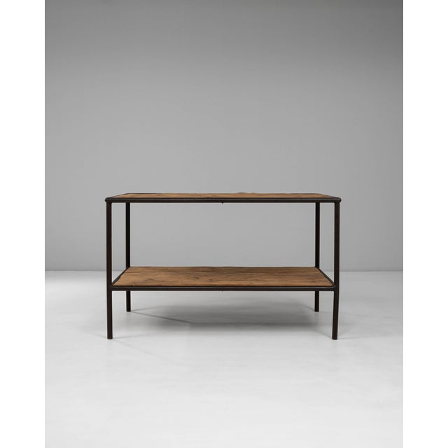 20th Century French Industrial Wooden Table On Metal Base For Sale - Image 10 of 18