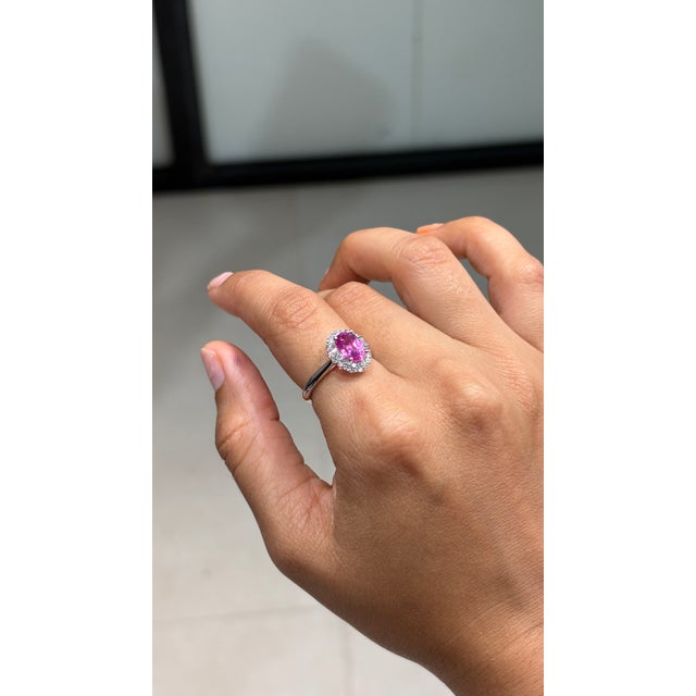 1.94ct Pink Sapphire Diamond Oval Engagement Ring for Her Size 4 in 18k Solid Gold For Sale In New York - Image 6 of 16
