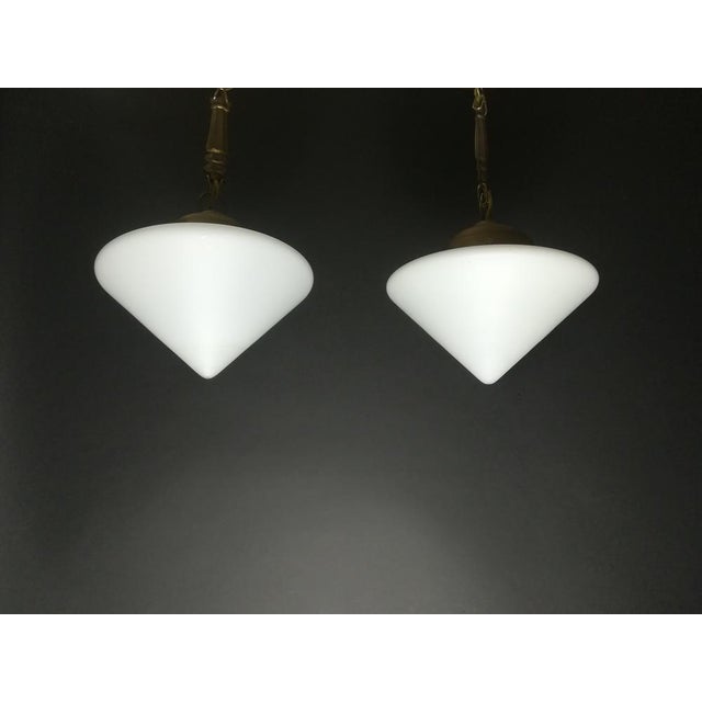 Wiener Art Deco Ceiling Lamps Couple with Opal glass The lamp gives a cozy non -dazzling light Re -electrified according...