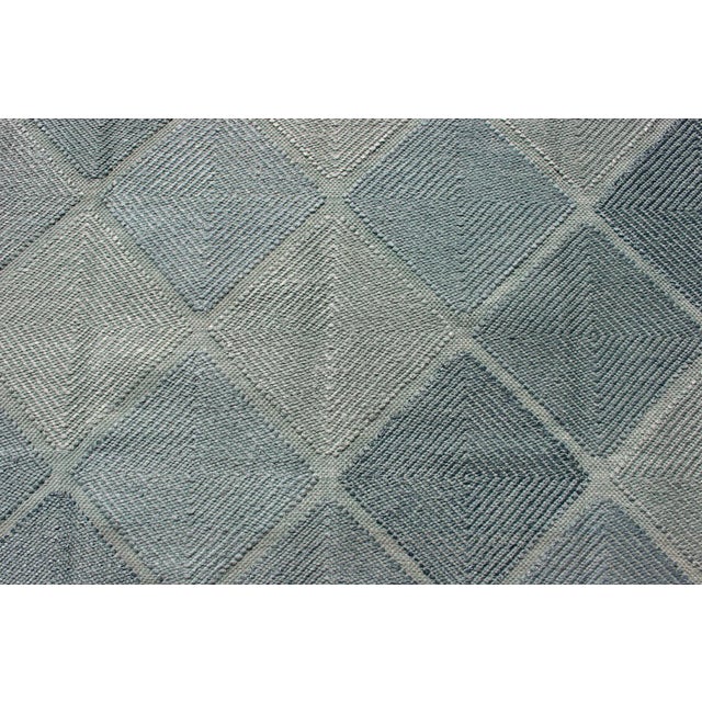 Keivan Woven Arts Hand-Woven Scandinavian Rug, Wool, Blue & Green 9'1 X 12'11 For Sale - Image 10 of 11