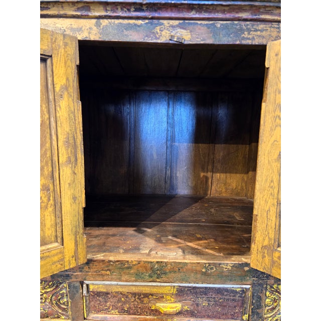Farmhouse 1980s Antique Style Hand-Carved Artisan Armoire / Hutch For Sale - Image 3 of 10