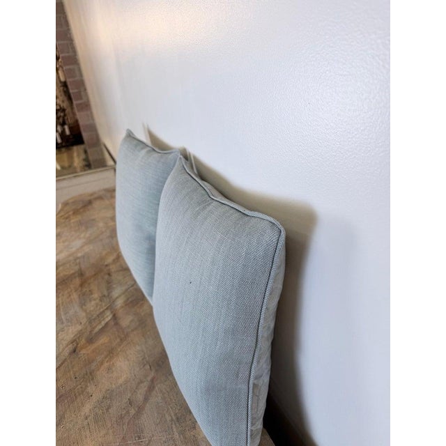 Fortuny Cotton Damask Throw Pillows, Venetian Floral Motif, Aqua & Silver Pair For Sale In Los Angeles - Image 6 of 10